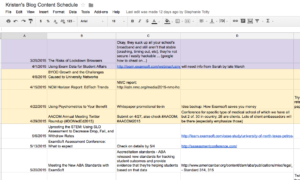 freelance editorial calendar in google spreadsheet